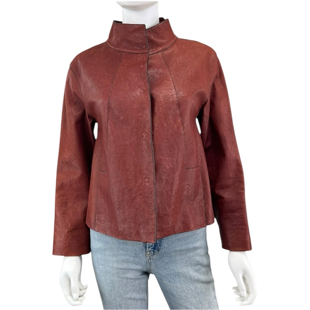 LAFAYETTE 148 NEW YORK Maroon Jacket - Leather Size S G0719